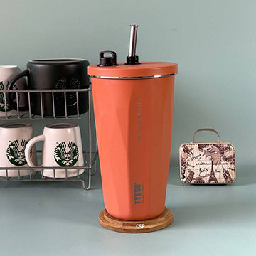 TYESO Tumbler with Straw, Stainless Steel, Wide Mouth, Vacuum Insulated - 600 ml - Kidspark